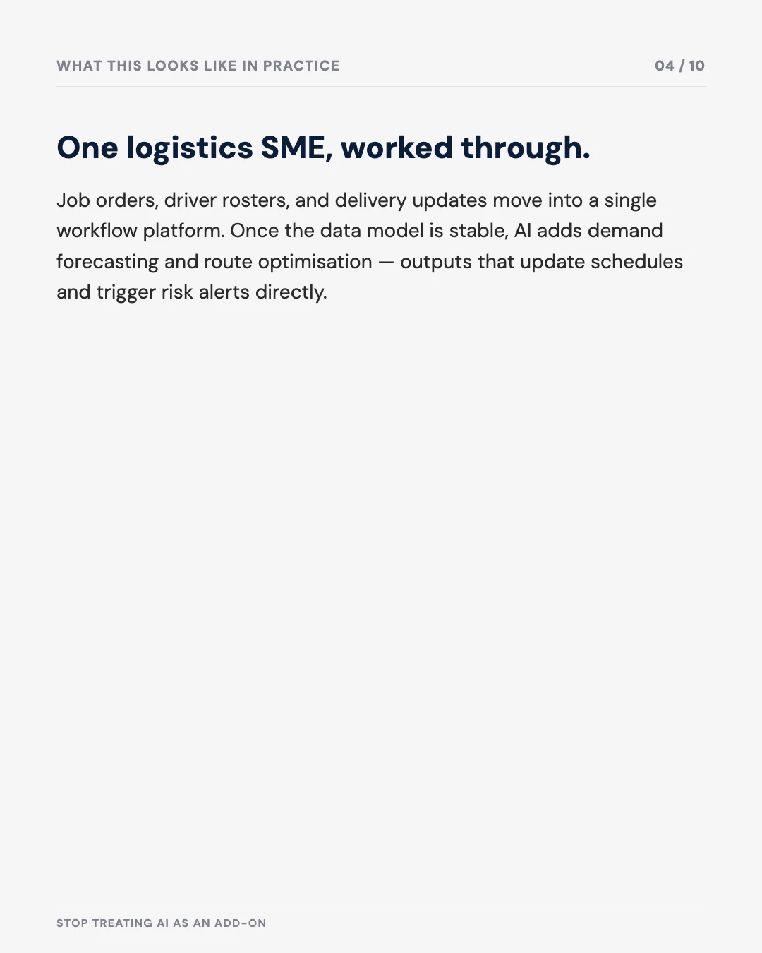 Carousel slide 4: a logistics SME worked through