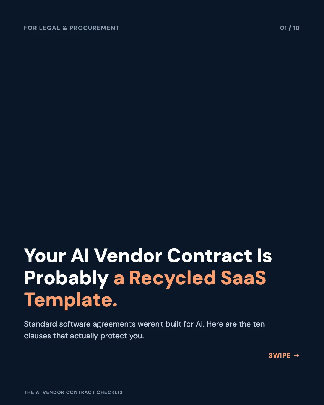 Carousel slide 1: cover — your AI vendor contract is probably a recycled SaaS template