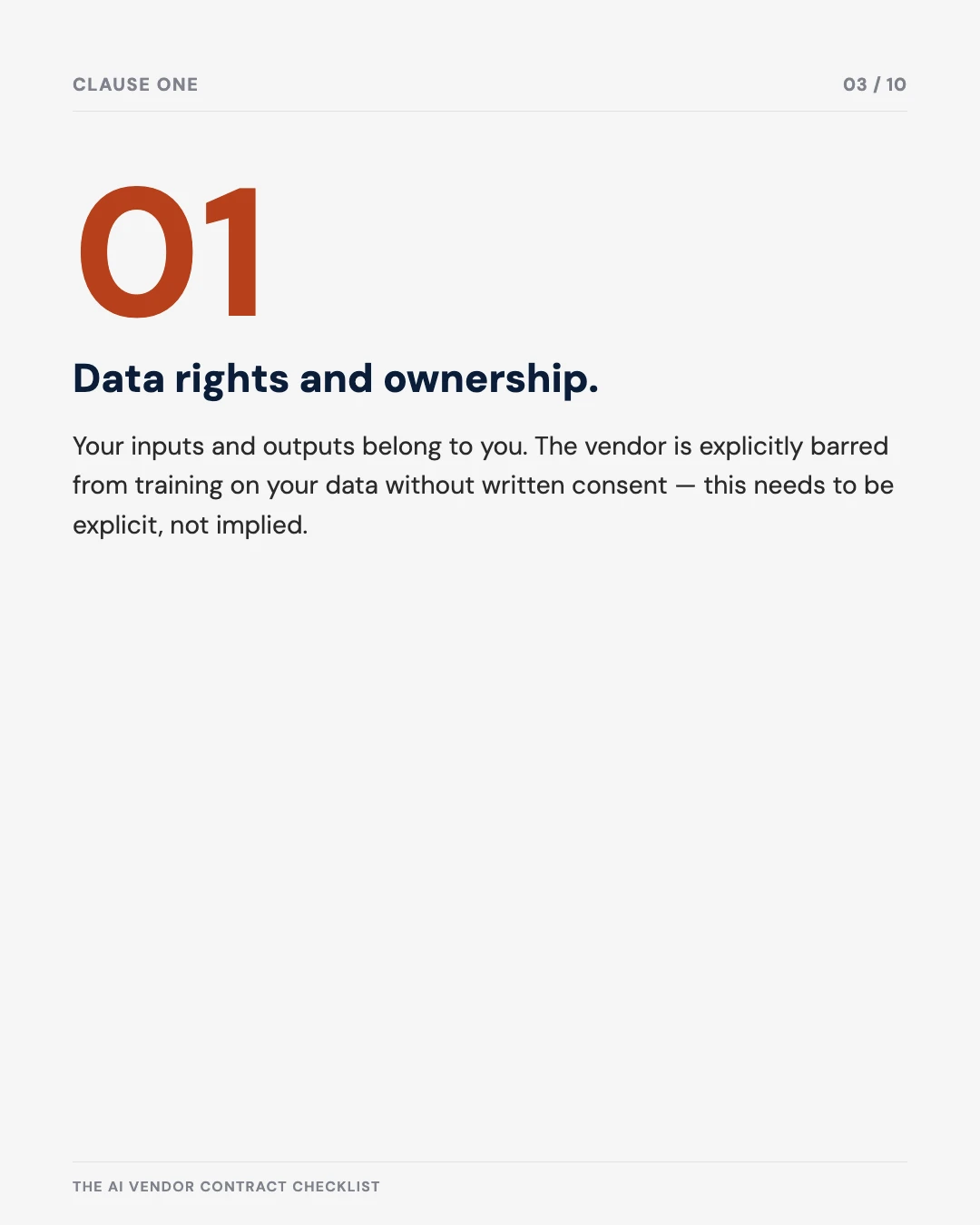 Carousel slide 3: clause one — data rights and ownership