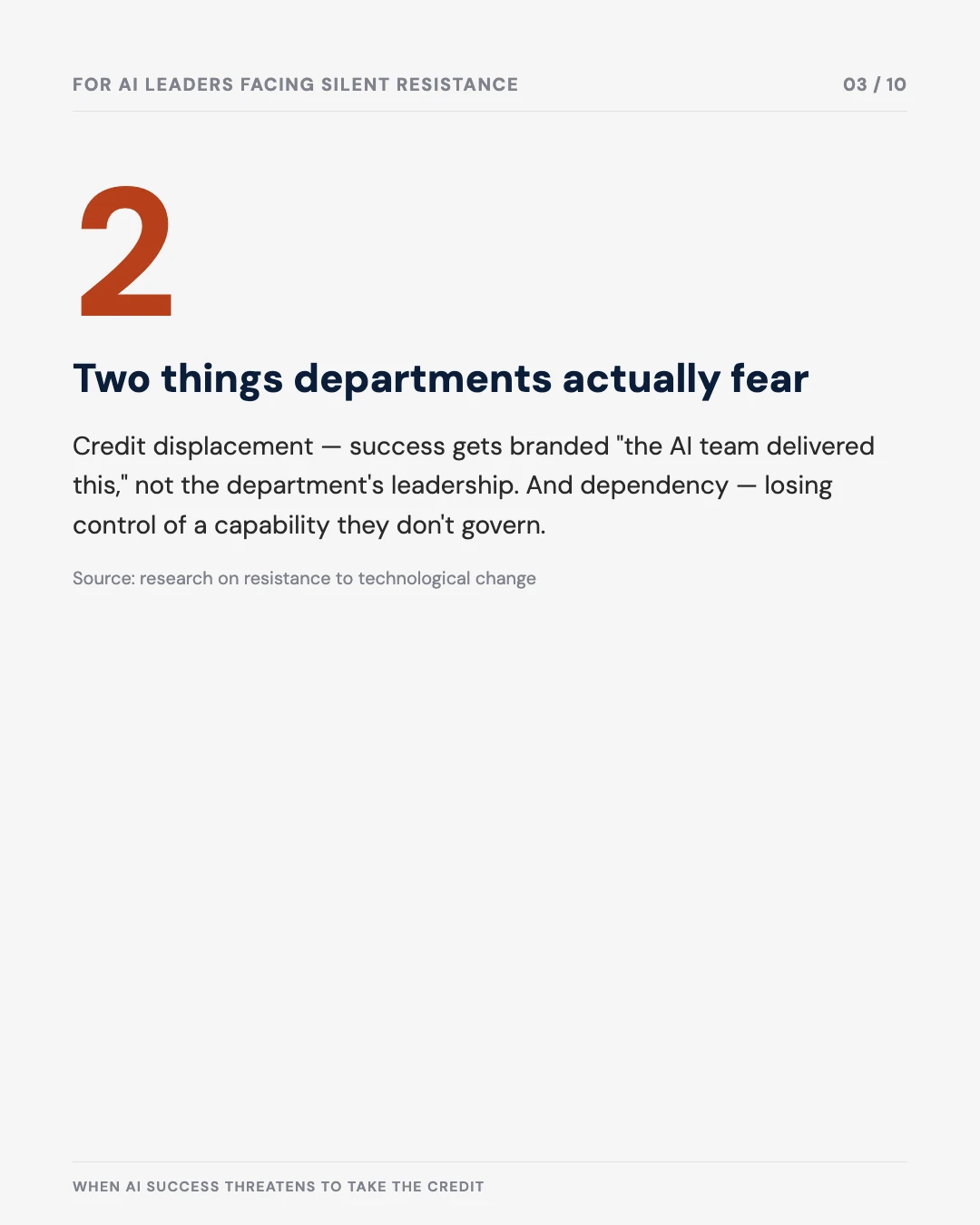 Carousel slide 3: two things departments actually fear