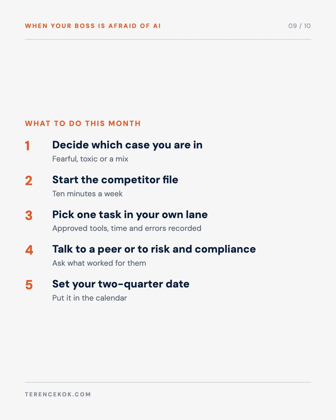 Carousel slide 9: what to do this month, five steps