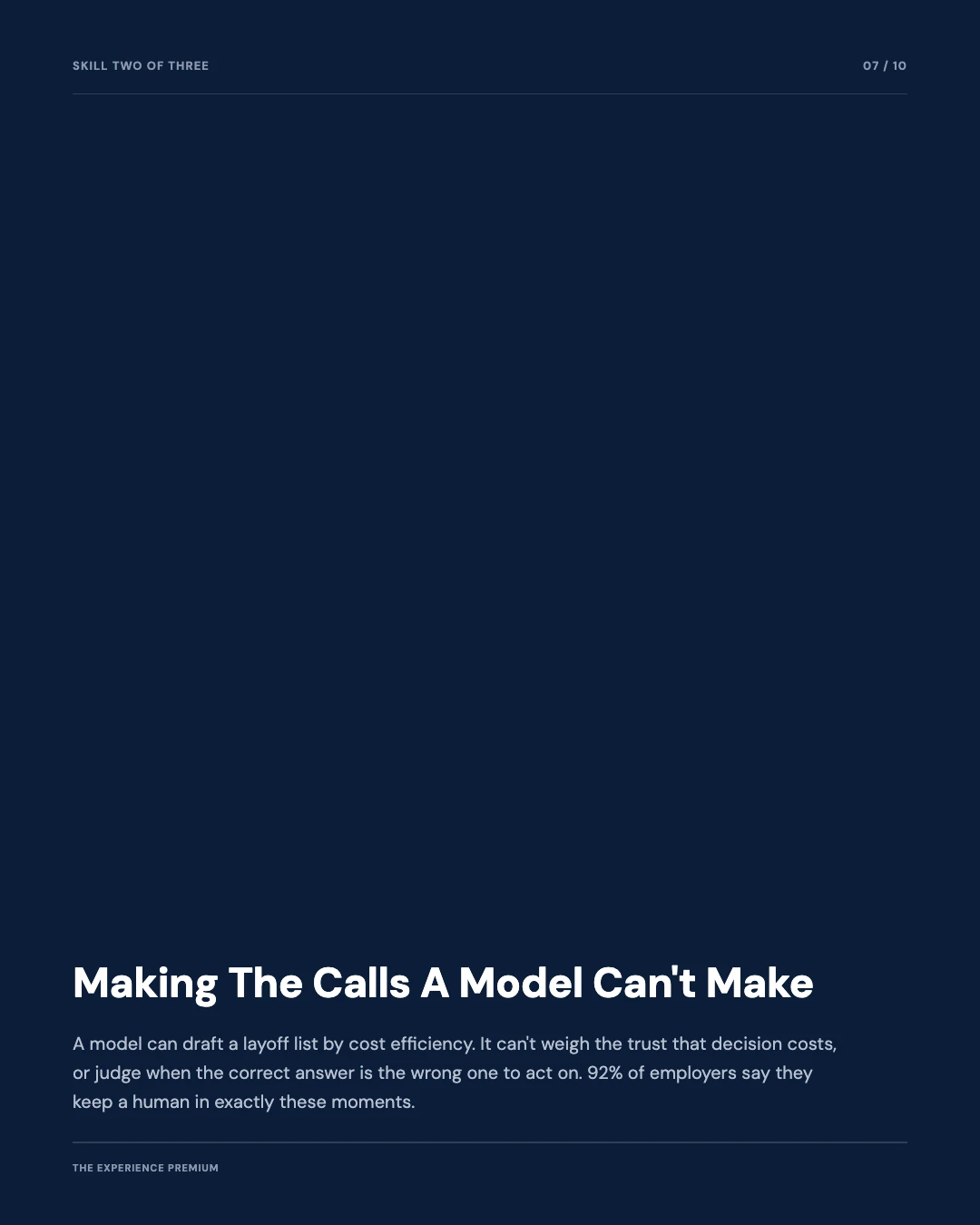 Carousel slide 7: skill two, making the calls a model cannot make
