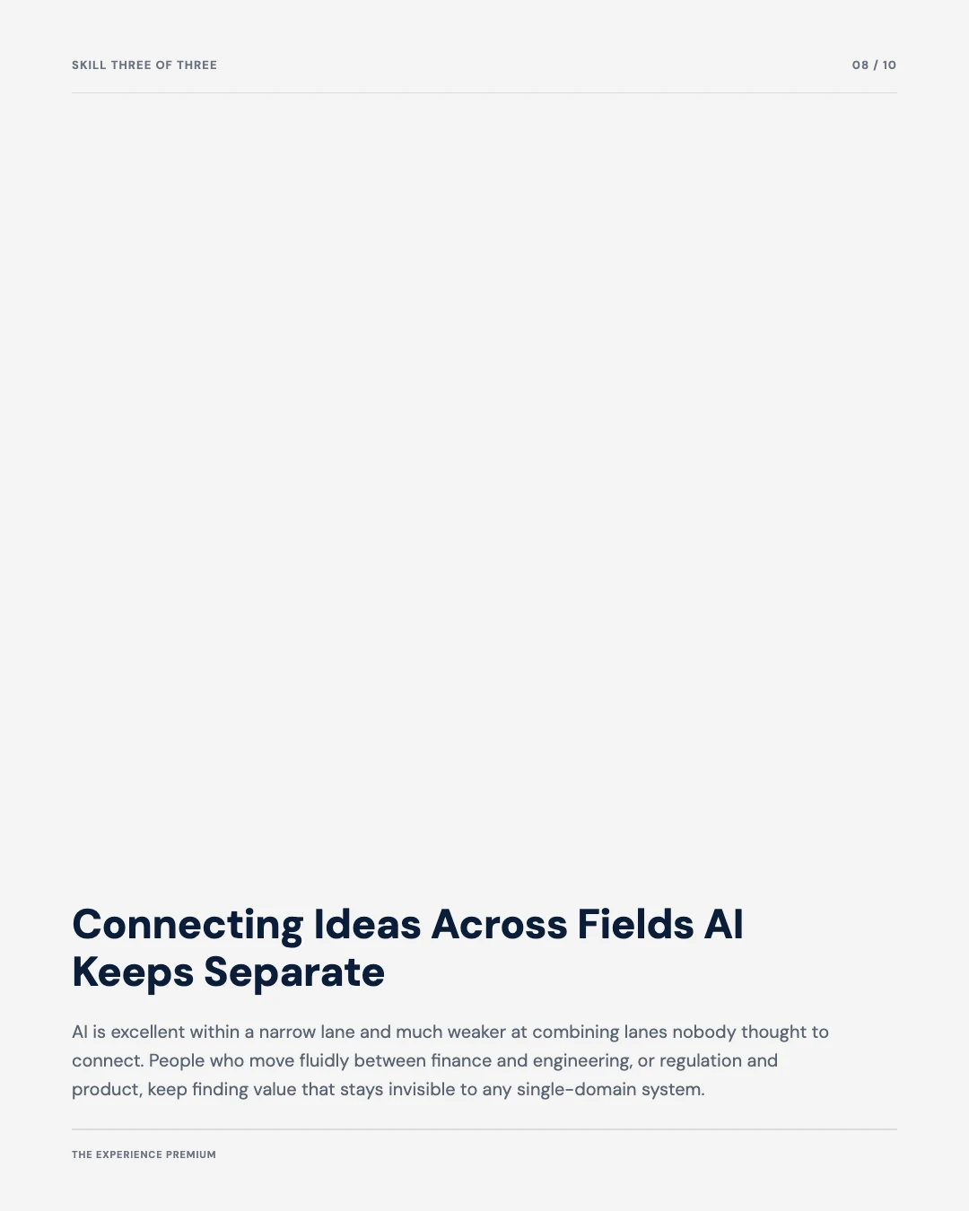 Carousel slide 8: skill three, connecting ideas across fields
