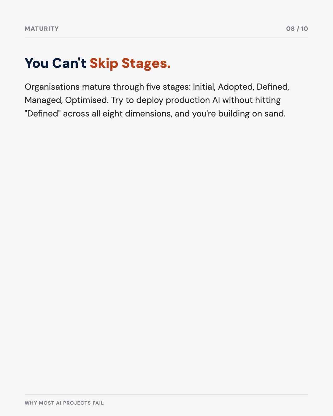 Carousel slide 8: you can't skip maturity stages