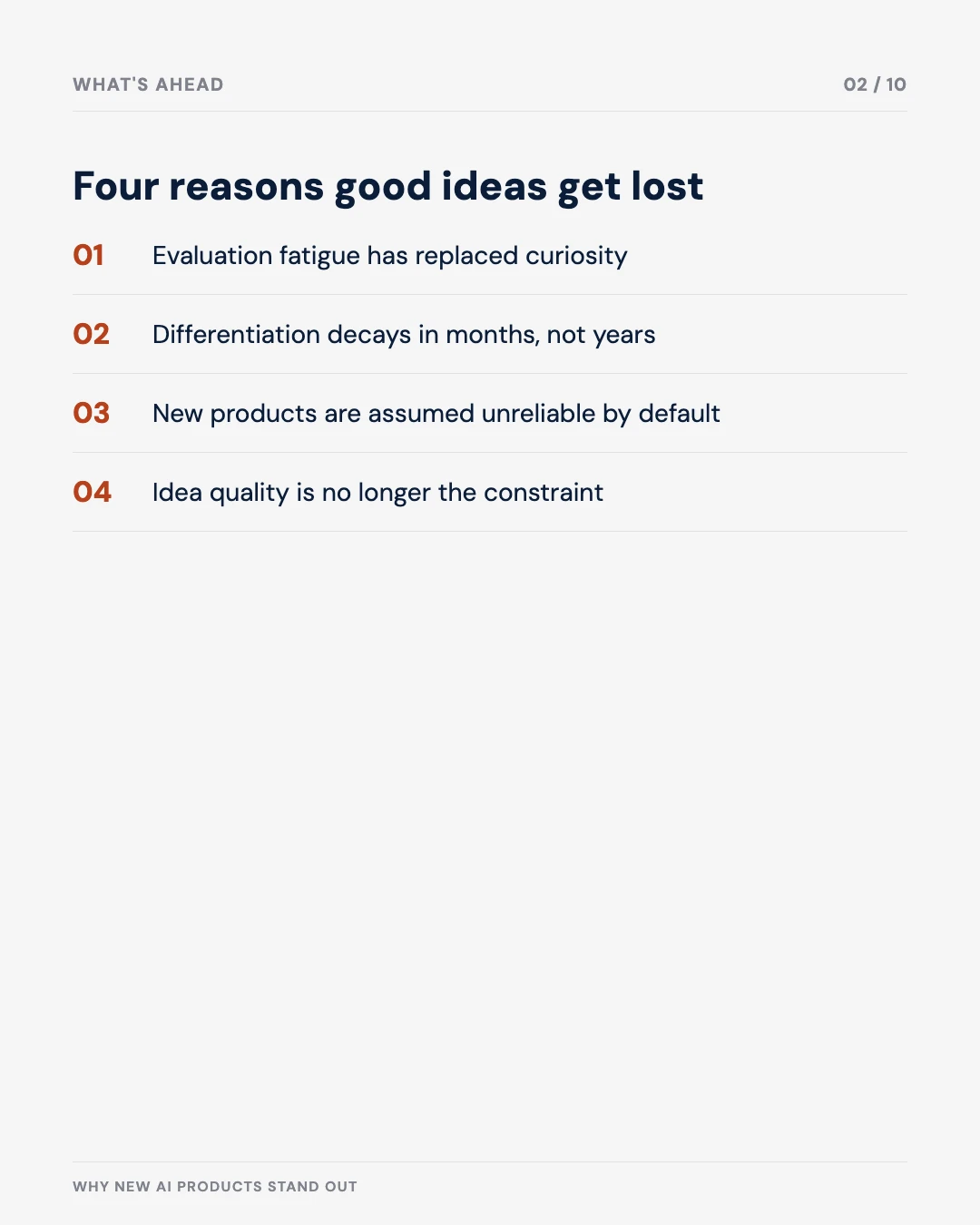 Carousel slide 2: four reasons good ideas get lost