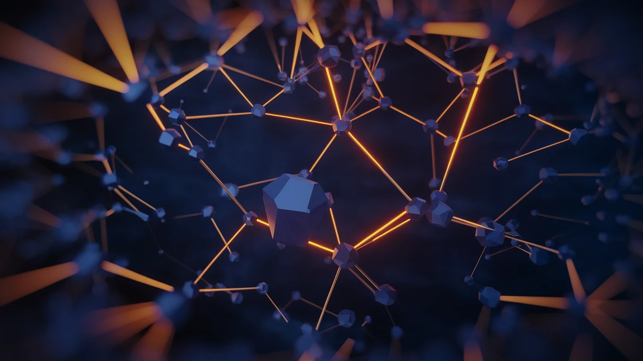 Abstract hexagonal network nodes representing deep tech venture building