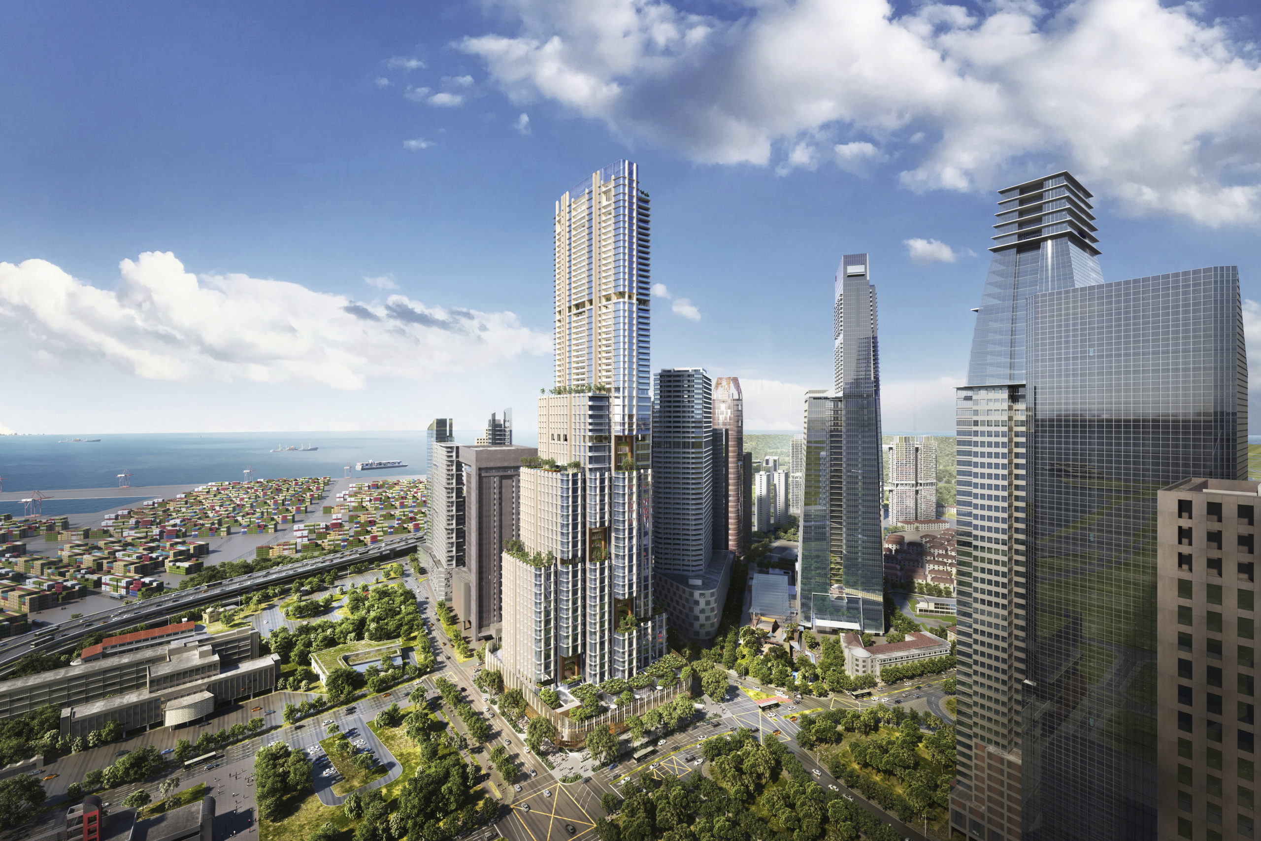 8 Shenton Way, SOM rendering of Singapore's tallest skyscraper at 305 metres, downtown Singapore