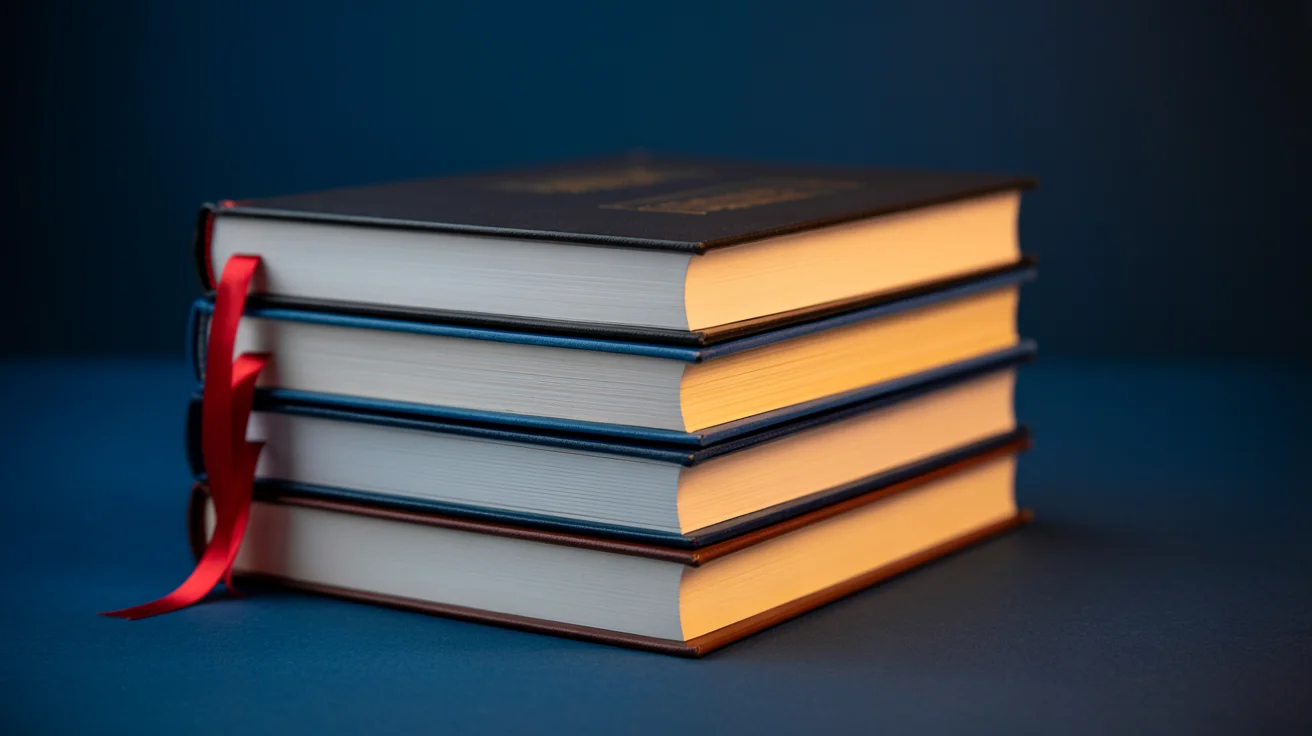 A stack of bound regulatory volumes tied with a red ribbon