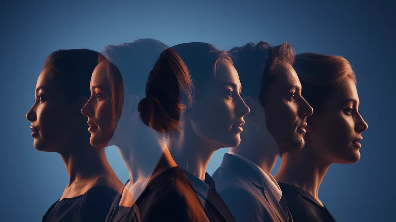 Five overlapping profile silhouettes rim-lit in orange against a navy gradient, representing five Chief AI Officer archetypes