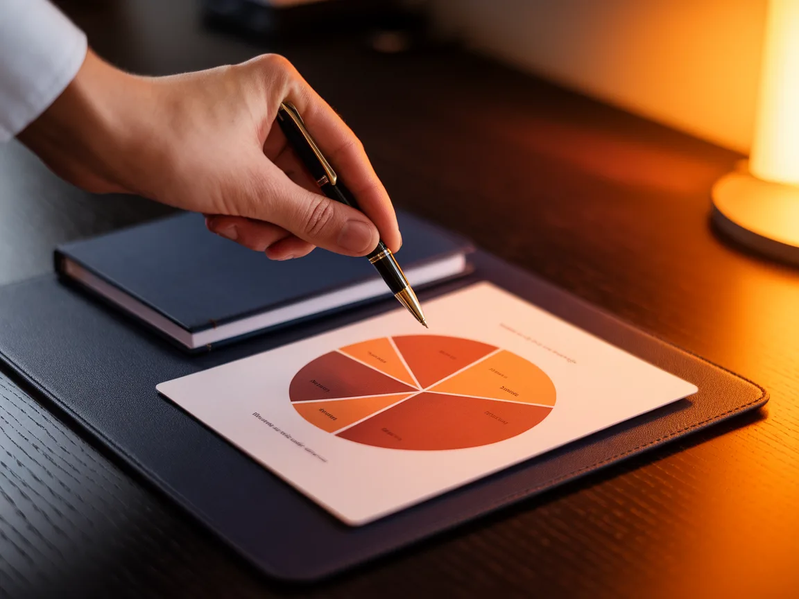 Five-dimension readiness scorecard with orange pen and navy notebook